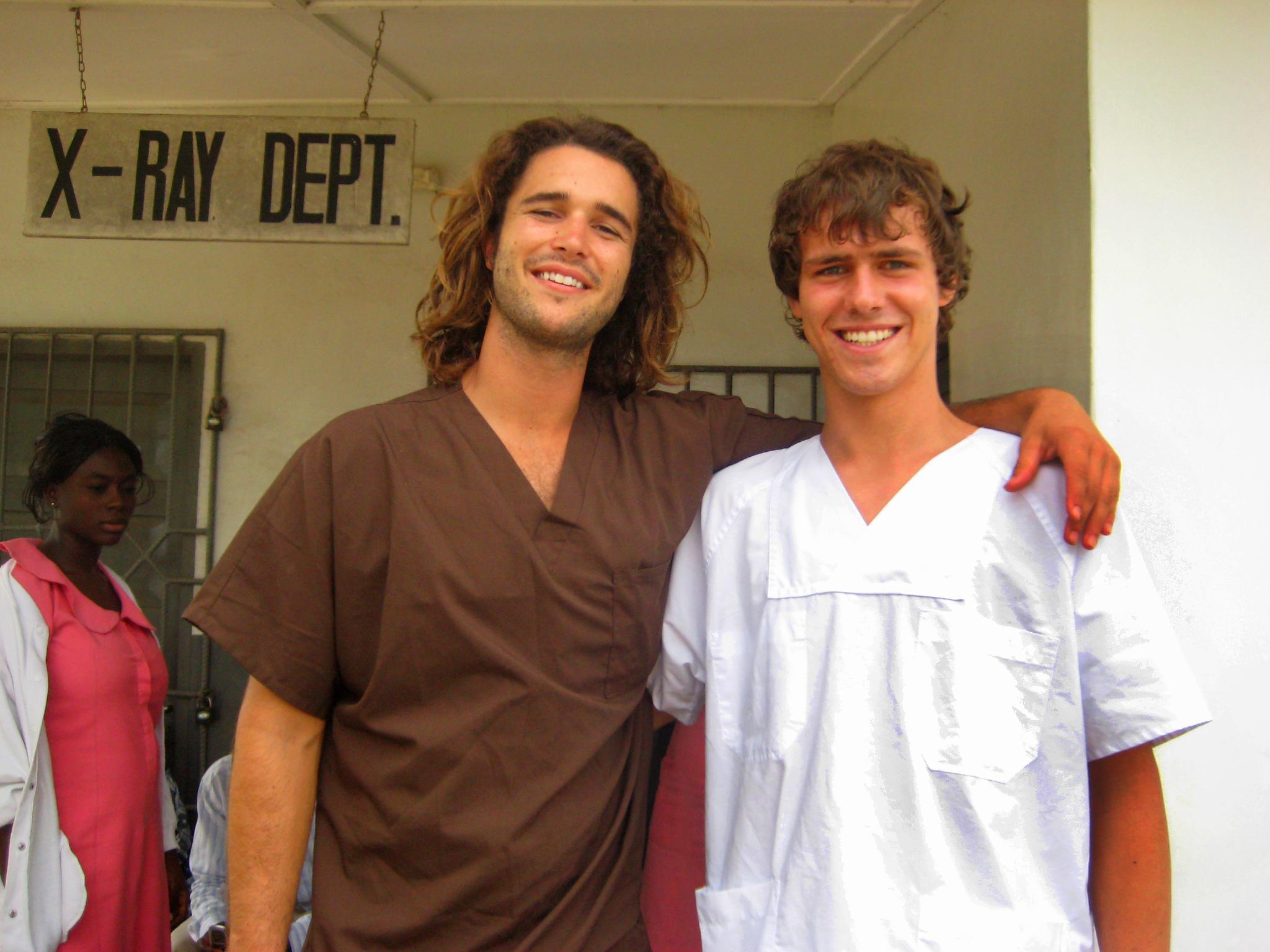Assist local doctors and nurses and provide vital physiotherapy advice to local communities whilst undergoing a physiotherapy internship in Ghan with Projects Abroad. Two male Projects Abroad interns are pictured outside the surgery they have been working in whilst on their physiotherapy internship in Ghana.